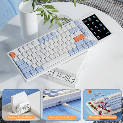 AJAZZ AKP815 75% Low Profile Mechanical Keyboard with 4.33'' LED Touch Screen, Programmable RGB Gasket Wired Keyboard, 16 Keys Custom Desk Controller for Win/Mac