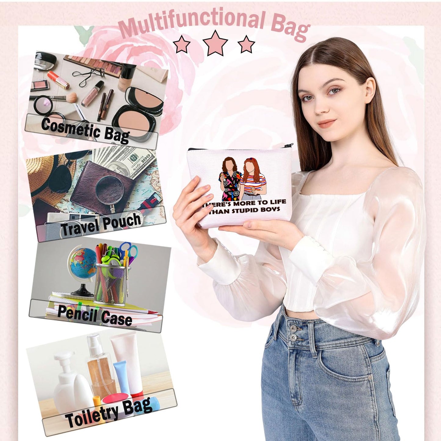 BDPWSS Scary Movie Merchandise Makeup Bag There's More To Life Than Stupid Boys Horror TV Show Gift Scary Movie Fan Gift (Stupid Boys)