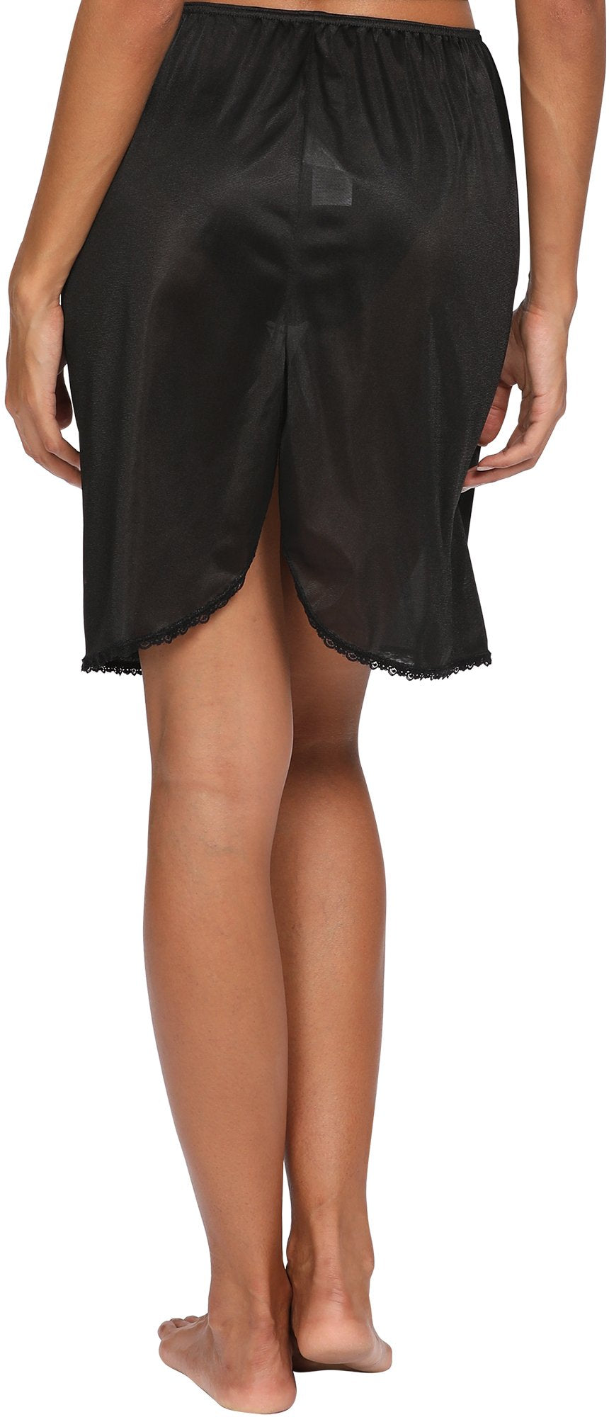 GYS Half Slip for Women Under Dress Silky Lace Underskirt, Black, Large