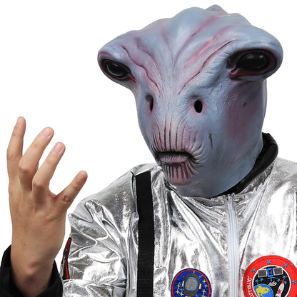 SANZHIGUO 3D Realistic Alien Mask Alien Latex Full Head Masks UFO Prank Costume Mask for Adult Halloween Cosplay Party Props Scary Party Decoration Novelty Mask