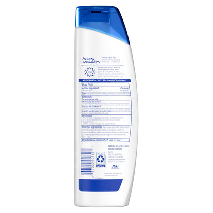 Head & Shoulders Anti-Dandruff Shampoo and Conditioner, Classic Clean 2-in-1, 1% Pyrithione Zinc, Flake Control, Deep Clean, Scalp Care, Fresh Scent, 8.45 fl oz