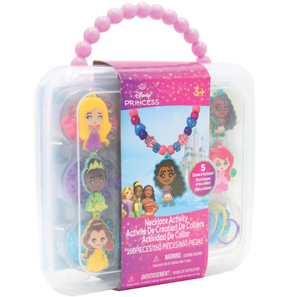 Disney Princess Necklace Activity Case – Jewelry Making Kit with Beads, Charms & Strings – Create Custom Princess Necklaces – Craft Gift for Girls Ages 3+ – Portable Storage Case Included