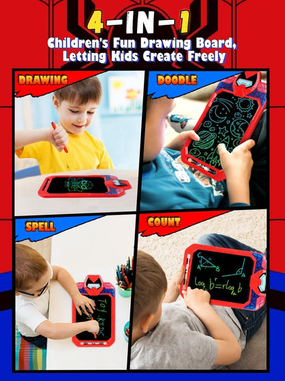 Fullware LCD Writing Tablet for Kids 10 Inch Spider Hero for Toddler 3 4 5 6 7 8 - Paint, Doodle Board, Drawing Pad - Travel Toys, Road Trip Car Activities, Birthday Christmas Gift Boys & Man