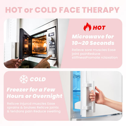 RelaxCoo Ice Face Eye Mask for Dark Circles and Puffiness Cold Warm Compress, Gel Cold Cooling Face Mask Package for Women and Men, Migraines, Headache, Stress and Relaxation, Pink