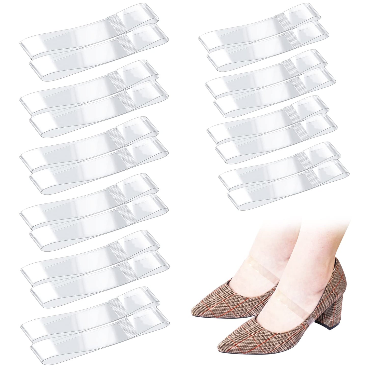 Vin Beauty Transparent Invisible High Heel Shoe Straps Women Elastic Shoe Laces Anti Loose Shoelace Belt Ankle Straps for Heels TPU Shoes Band Fixed Tie Belt for Holding Loose High Heel 10 Pairs