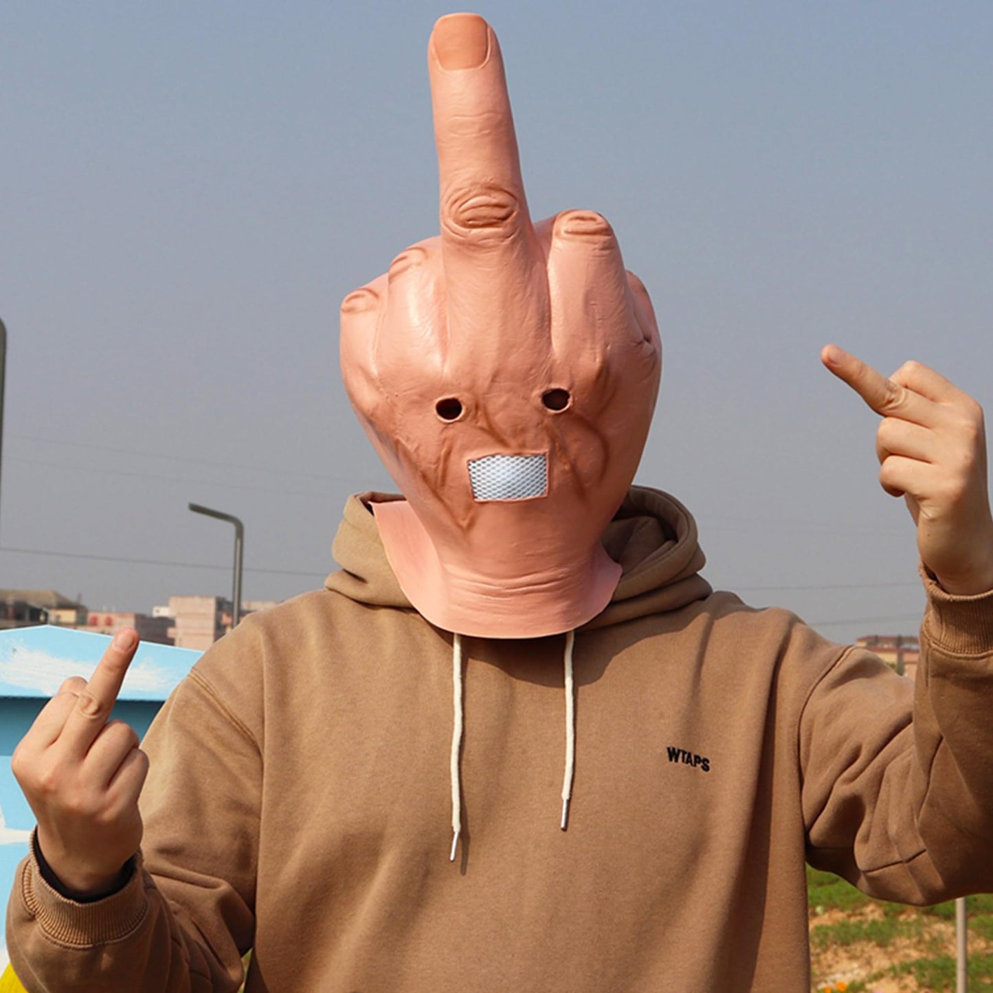 MOKRY PARTY Middle Finger Funny Head Mask Costume Party Prop Adult Middle Finger Mask