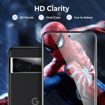 LK 2 Pack for Google Pixel 8 Pro Screen Protector [New Version] + 2 Pack Camera Lens Protector, Fit Lens Cutouts Ports, Support Fingerprint Unlock, Bubble-Free, with Easy Installation Tool