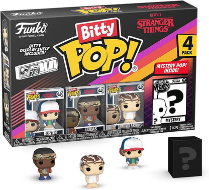 Funko Pop Bitty: Stranger Things - Dustin, Lucas, Eleven - (with Electrodes), and Mystery Chase Figure - (Style May Vary) and A Surprise Mystery Mini Figure - 0.9 Inch (2.2 Cm) Collectable