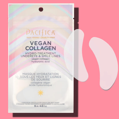 Pacifica Undereye & Smile Mask Set – Vegan Collagen Hydro Treatment with Hyaluronic Acid, Hydrating for Dark Circles, Dry & Combination Skin, Vegan & Cruelty-Free, 4 Pieces