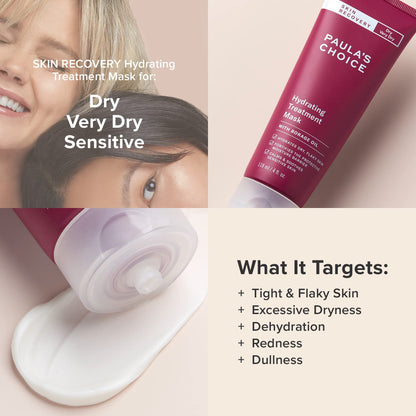 Paula's Choice SKIN RECOVERY Hydrating Treatment Face Mask, Overnight Face Mask Cream with Primrose Oils, Vitamin C, A, E, & Hylauronic Acid, Hydrate, Smooths, Calming, 4oz