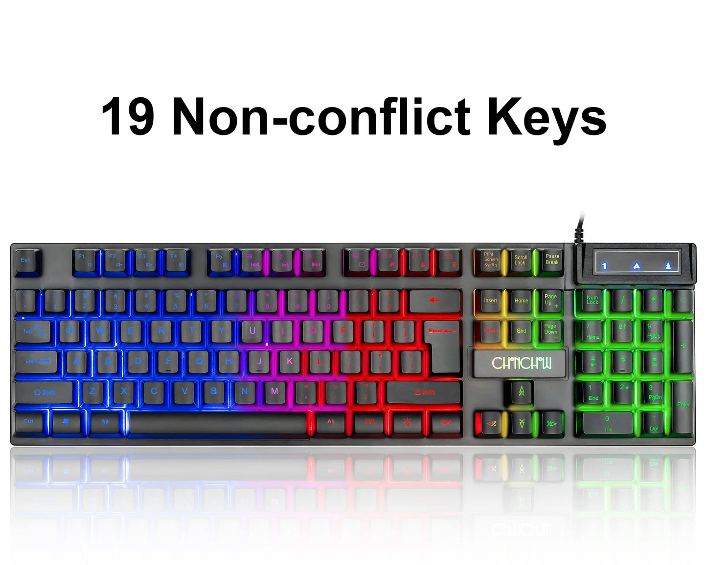 Keyboard and Mouse Gaming LED Wired Combo with Emitting Character Keyboard 4800DPI 2 Side Button USB Mouse Rainbow Backlit Mechanical Feeling Compatible with PC Raspberry Pi Mac Xbox one ps4