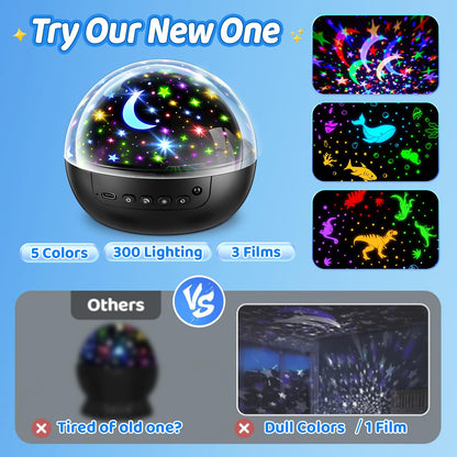 COOLNIGHT Night Light for Kids, 93 Lighting+3 Films Kids Night Light Projector, Remote+Dimmable Star Projector,360°Slient Ceiling Stars Glow in The Dark Stars, Boys Christmas Gifts for 4 Year Old Boy