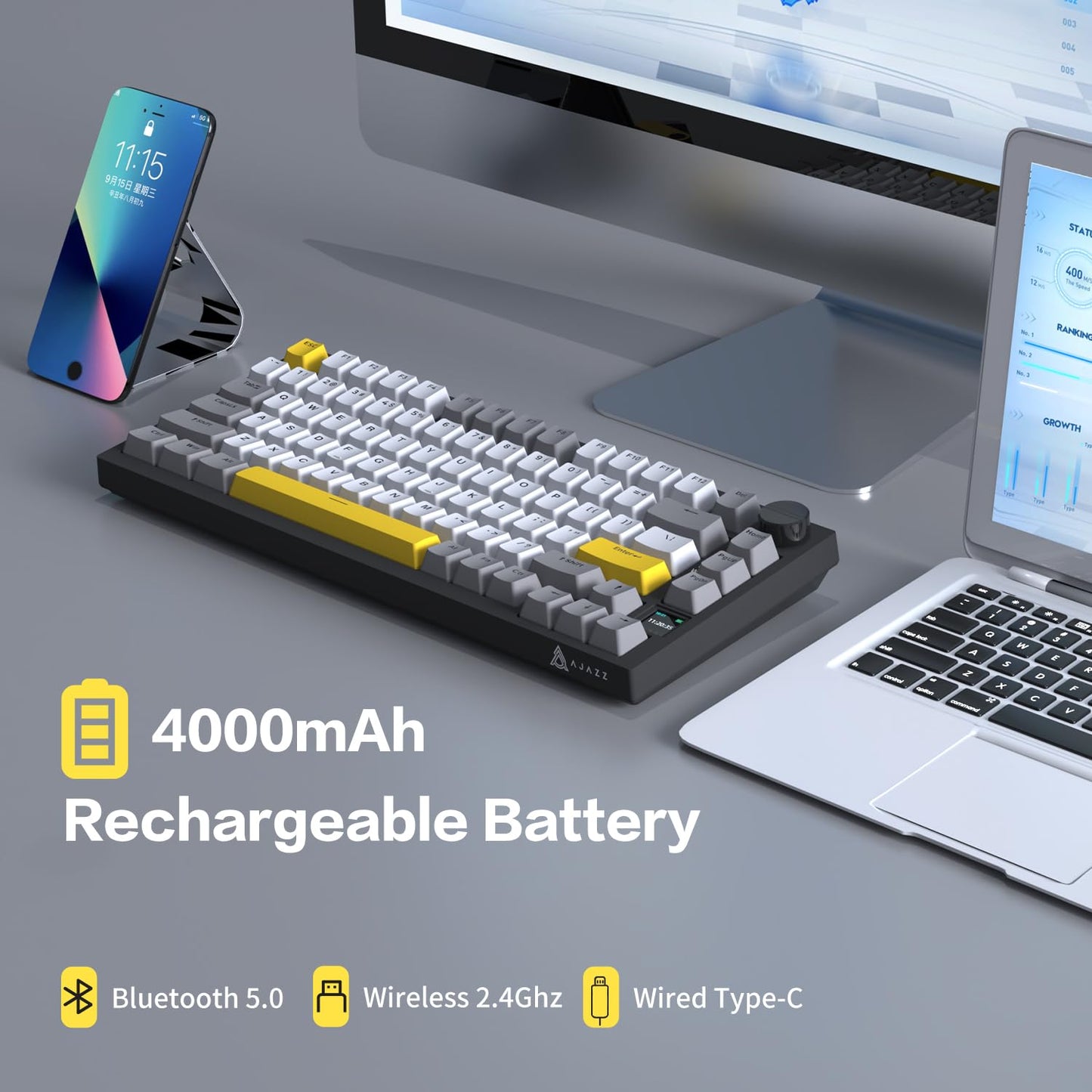 AJAZZ Gaming Keyboard (AK820PRO Grey)