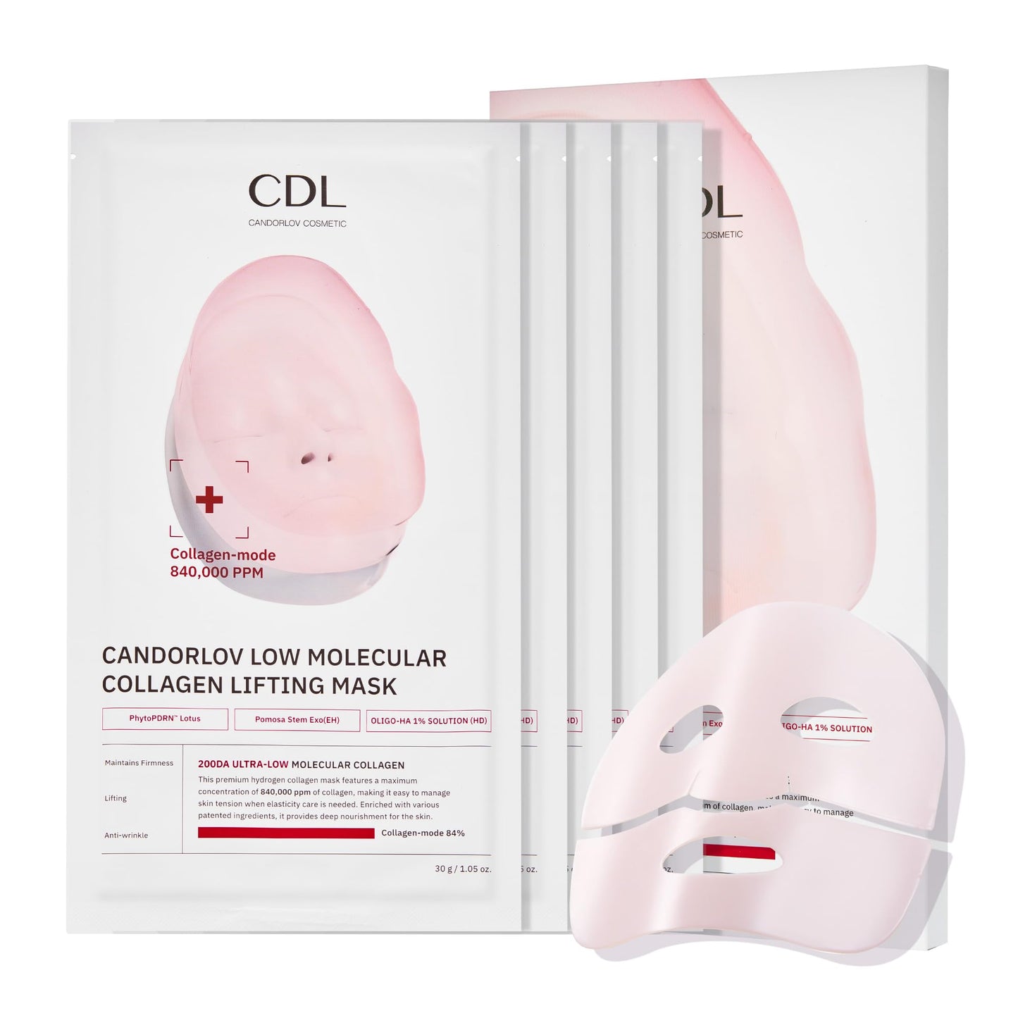 CANDORLOV Overnight Collagen Lifting Gel Mask 5 pcs, Korean Face Lifting Deep Hydrogel Mask for Glass Skin, Anti-Aging with PDRN, Hyaluronic Acid for Elasticity, Firmness