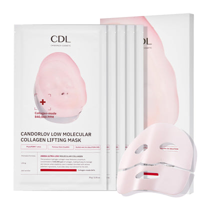 CANDORLOV Overnight Collagen Lifting Gel Mask 5 pcs, Korean Face Lifting Deep Hydrogel Mask for Glass Skin, Anti-Aging with PDRN, Hyaluronic Acid for Elasticity, Firmness