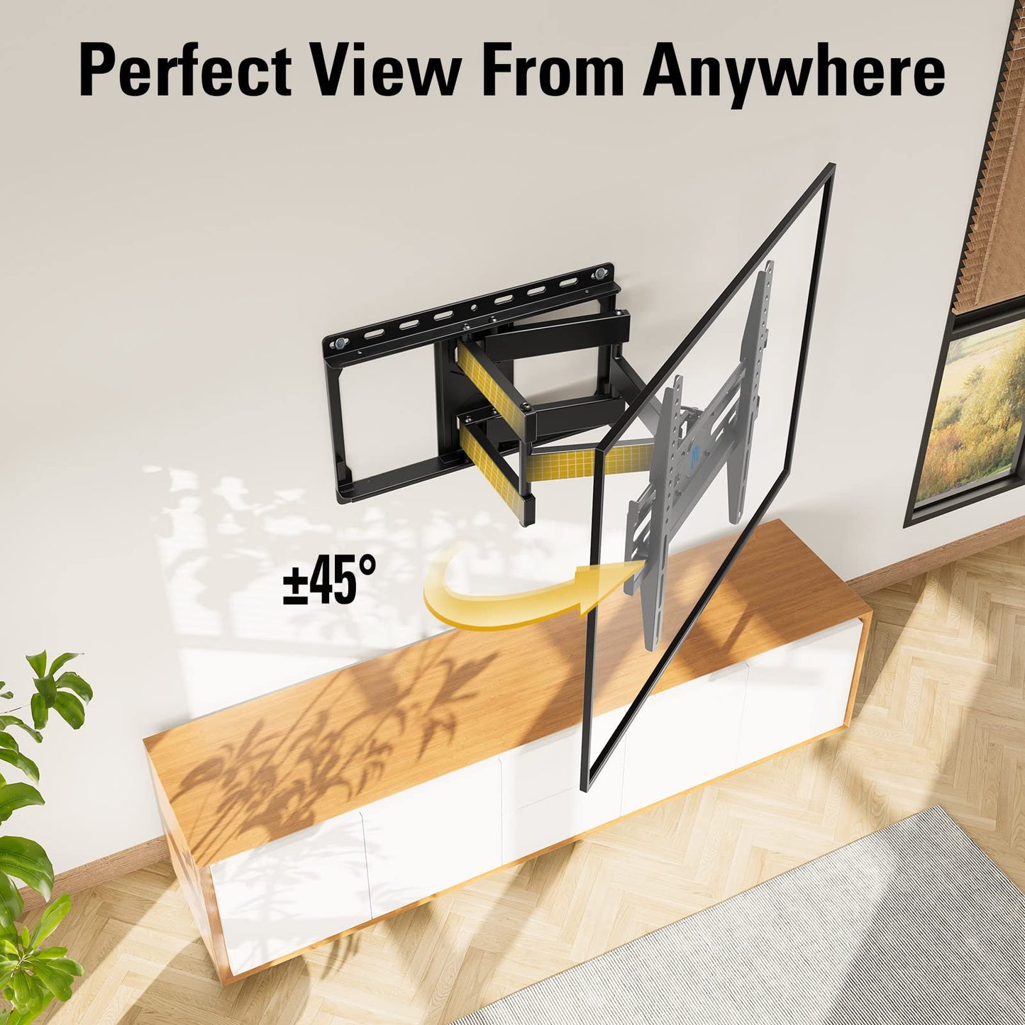 Mounting Dream TV Wall Mount for 32-65 Inch Television,Mount with Swivel and Tilt, Full Motion Bracket with Articulating Dual Arms, Fits 16inch Studs, Max VESA 400X400 mm, 99lbs, MD2380