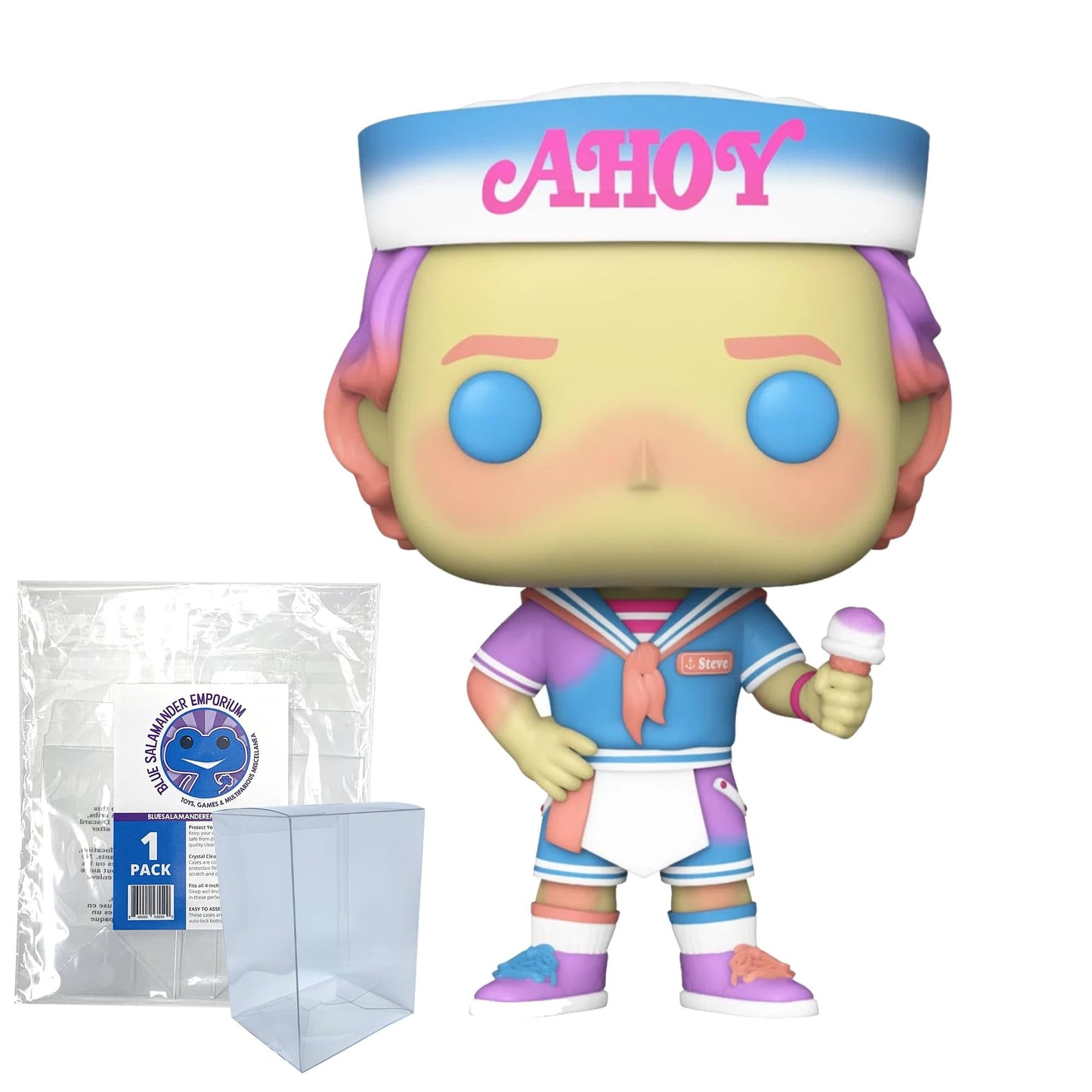 Blue Salamander Emporium Protective Case Bundled with Vinyl Figure – Stranger Things: Scoops Ahoy (Sherbert Surprise) Steve with Ice Cream #1545