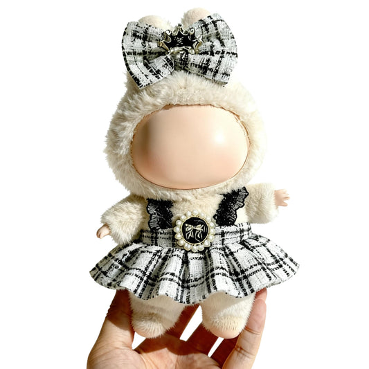 Clothes for LABUBU 17cm Doll (NO Doll), Outfit for LABUBU, Dress and Hairpin Set for LABUBU Dress Up, Fashion and Premium Dolls Accessories for LABUBU (Style A)