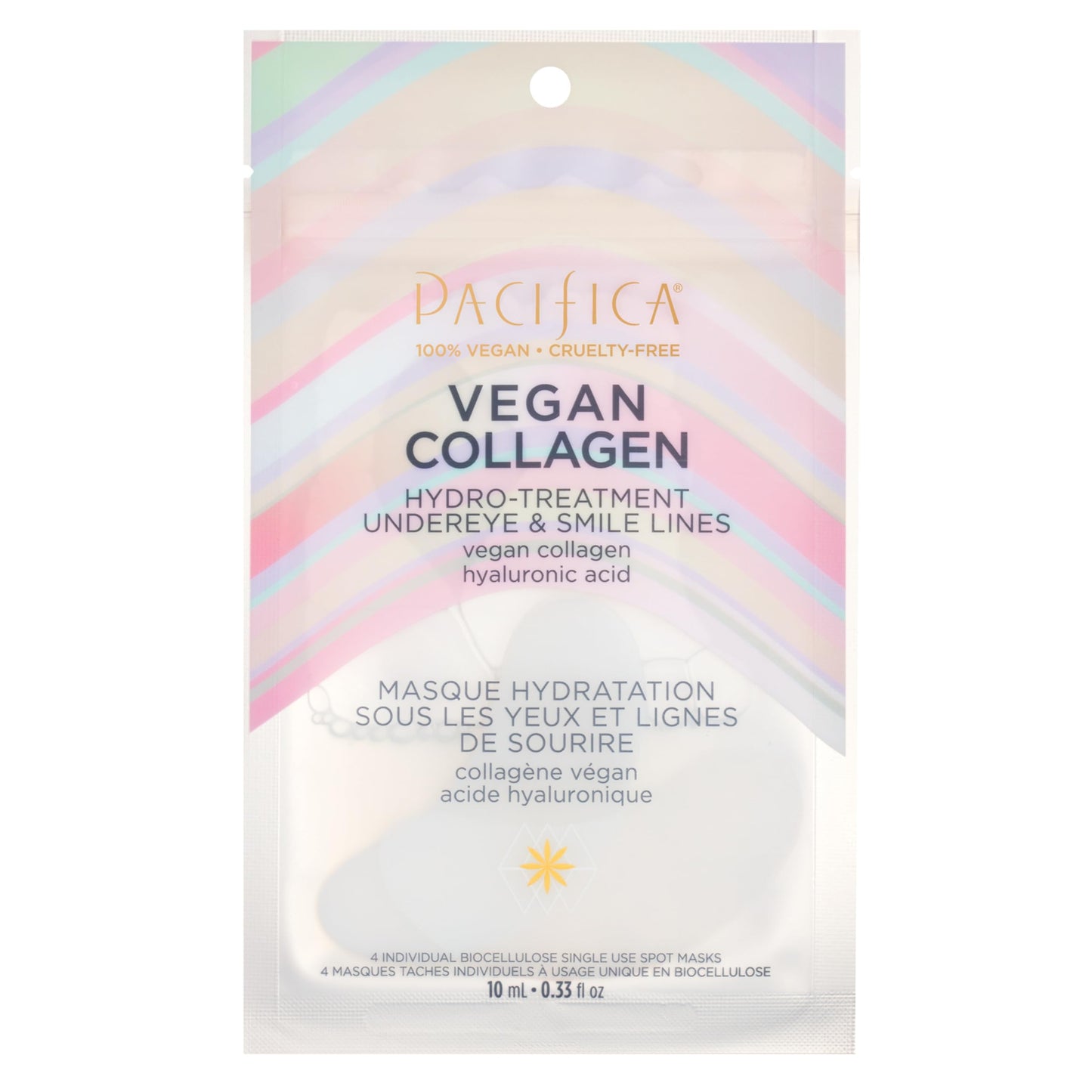 Pacifica Undereye & Smile Mask Set – Vegan Collagen Hydro Treatment with Hyaluronic Acid, Hydrating for Dark Circles, Dry & Combination Skin, Vegan & Cruelty-Free, 4 Pieces
