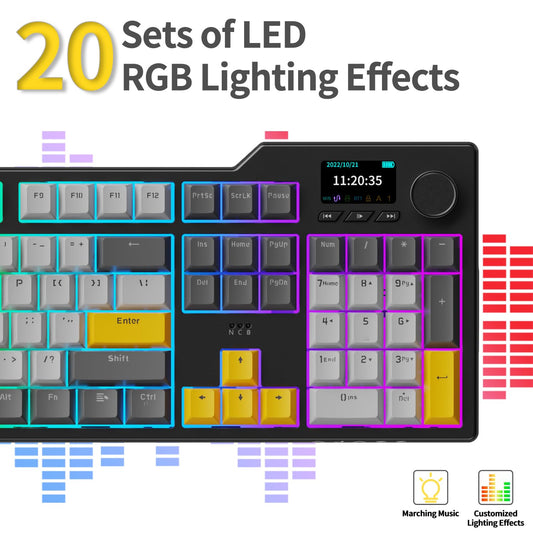 AK35I V3 Full Size RGB Gasket Mount Keyboard | 8000mAh Triple Modes Custom Keyboard with Five Layer Pad | Knob Control | Cherry Profile PBT Keycaps