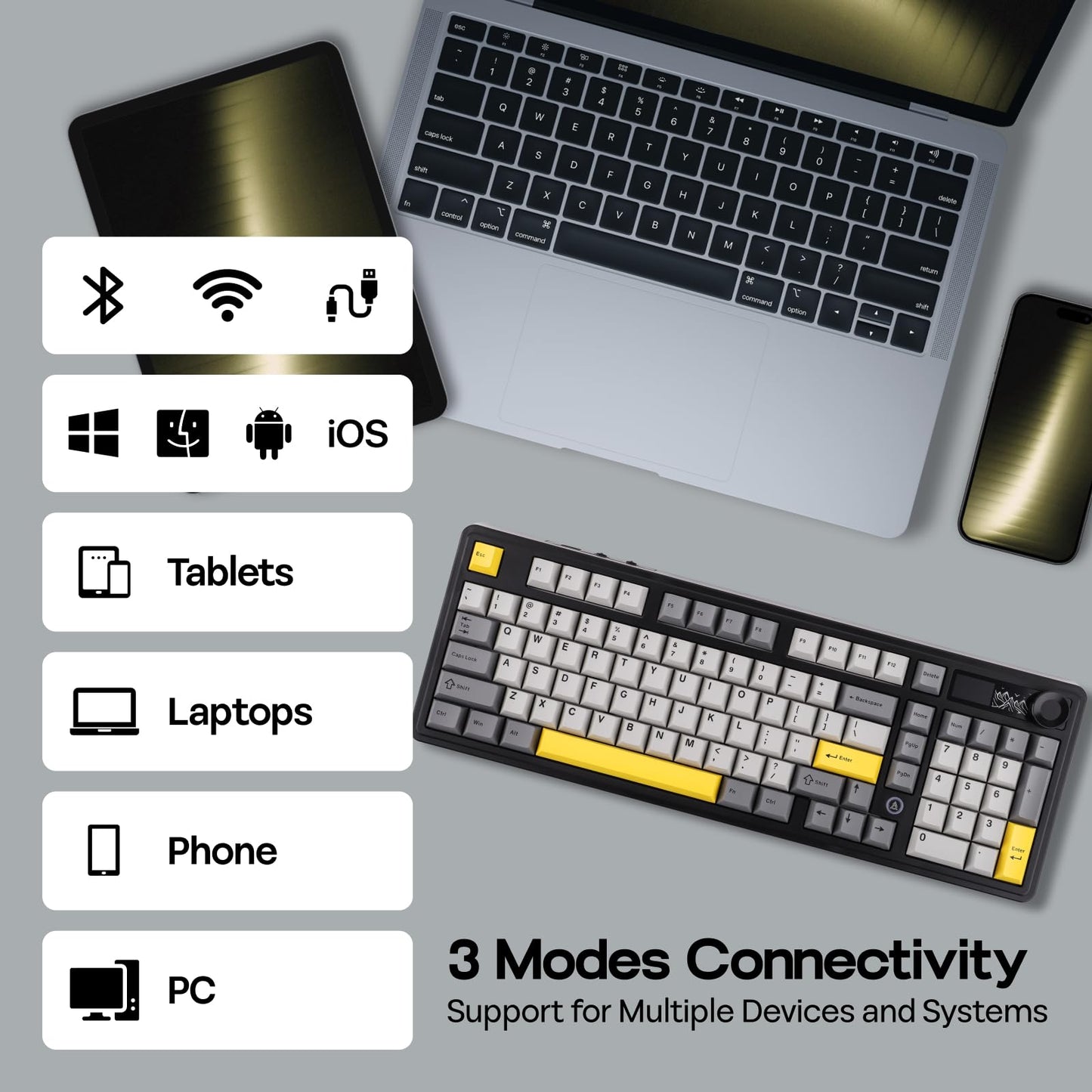 MechLands AJAZZ AK980 96% Gaming Keyboard with AJ199 Lightweight Gaming Mouse with Carbon Fiber Shell