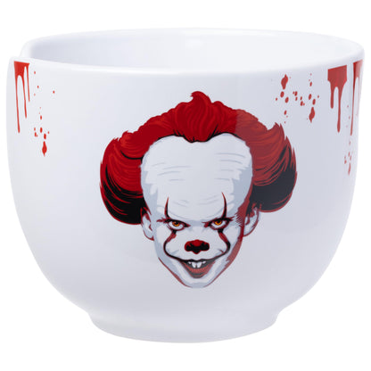 Silver Buffalo IT Pennywise the Clown Time to Float Ceramic Ramen Noodle Rice Bowl with Chopsticks, Microwave Safe, 20 Ounces