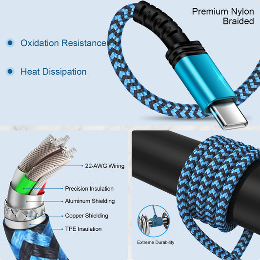 Car Carplay Cable Fast Charging 3FT/2Pack for iPhone 17 16e/16/16 Pro/16 Pro Max/16 Plus/15/15 Pro/15 Pro Max,3.1A USB Type C Charger Cord Car Fast Cable for Samsung Galaxy S25 Edge A17,Pixel 10 Pro