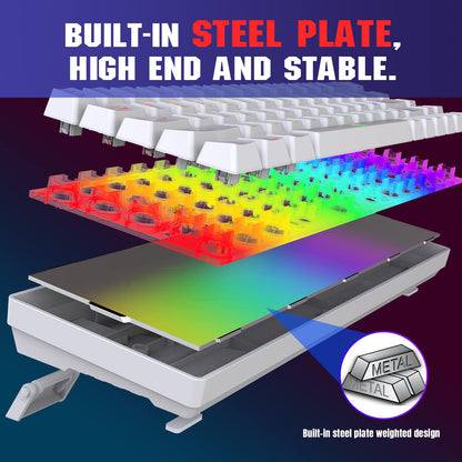 Snpurdiri 60% Percent Gaming Keyboard, Compact RGB Backlit Ergonomic Small Mini Keyboard for Windows, PC, Laptop, Gaming (68 Keys, White)