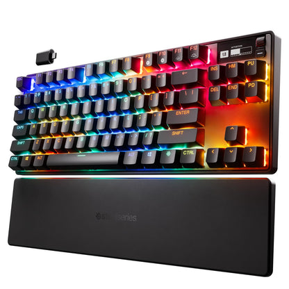 SteelSeries Apex Pro TKL Wireless HyperMagnetic Gaming Keyboard — Esports Tenkeyless — OLED Screen — Adjustable Actuation — PBT Keycaps — Bluetooth — 2.4GHz — USB-C
