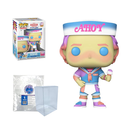 Blue Salamander Emporium Protective Case Bundled with Vinyl Figure – Stranger Things: Scoops Ahoy (Sherbert Surprise) Steve with Ice Cream #1545
