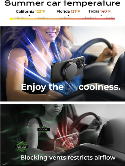 LISEN 15W MagSafe Car Mount Charger, [Stable & Fast Charging] Magnetic Wireless Car Charger, Car Phone Holder Charger Fits iPhone 17 Pro Max Air 16-12,Pixel 10, Samsung S25/S24 with MagSafe Case