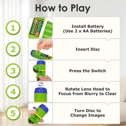 Pup Go Dinosaur Projector Flashlight for Kids Ages 3+, Early and Stocking Stuffers for Boys, 3 Discs 24 Images, Cool Dinosaurs Toys, Dinosaur Kids Flashlight, Night Light Projector