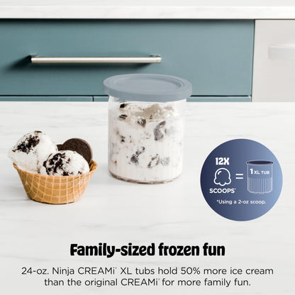 Ninja CREAMi Deluxe Ice Cream & Frozen Treat Maker for Ice Cream, Sorbet, Milkshakes, Frozen Yogurt, & More, 11-in-1, XL Capacity, Silver, Includes (2) Family-Sized 24 oz. Tubs, NC501