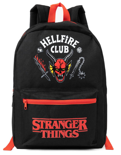 Stranger Things Hellfire Club Backpack | Black Rucksack with Adjustable Straps | Netflix Series Organised Luggage School Bag
