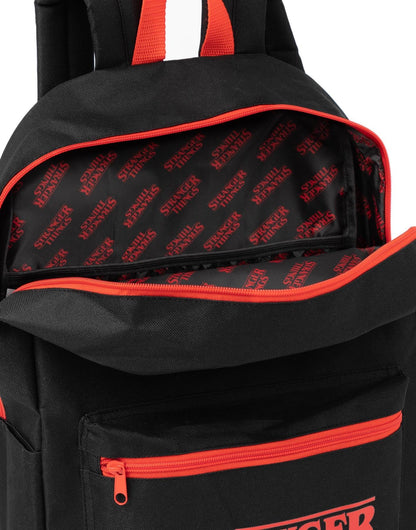 Stranger Things Hellfire Club Backpack | Black Rucksack with Adjustable Straps | Netflix Series Organised Luggage School Bag