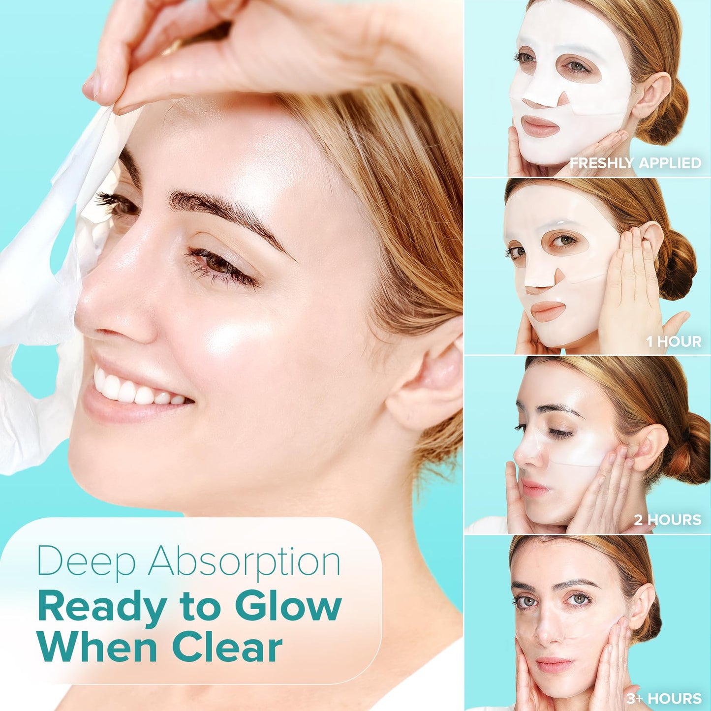 Ebanel Bio Collagen Face Mask, 4-Pack Hydrating Face Masks with 7 Peptides, Hyaluronic Acid, Niacinamide, Centella, Rose Water, Ceramide, and B5, Glass Skin Tightening and Lifting Korean Sheet Masks