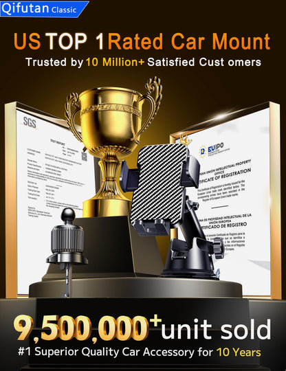 Qifutan Dash Mounted Holders Phone Holders for Your Car Phone Mount for Car Windshield Dashboard Air Vent Universal Desk Mounts Hands Free Automobile Cell Phone Holder Fit for iPhone Smartphone