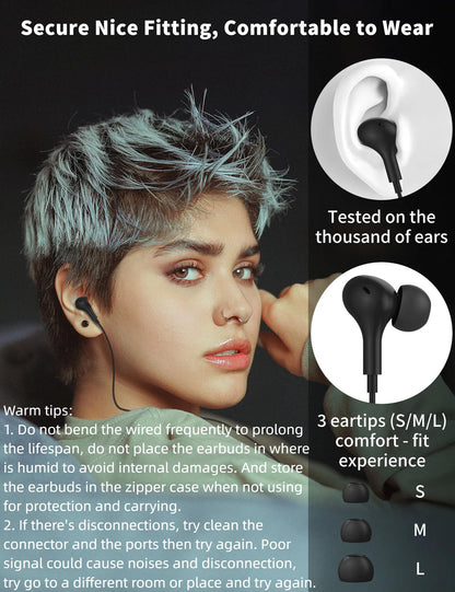 USB C Headphone for Samsung S25 FE S24 A16 A17 Wired Earbuds Magnetic in-Ear Type C Earphone with Microphone Volume Control Bass Stereo Noise Canceling for iPhone 17 Pro Max Air 16 16e 15 Pixel 10 9a