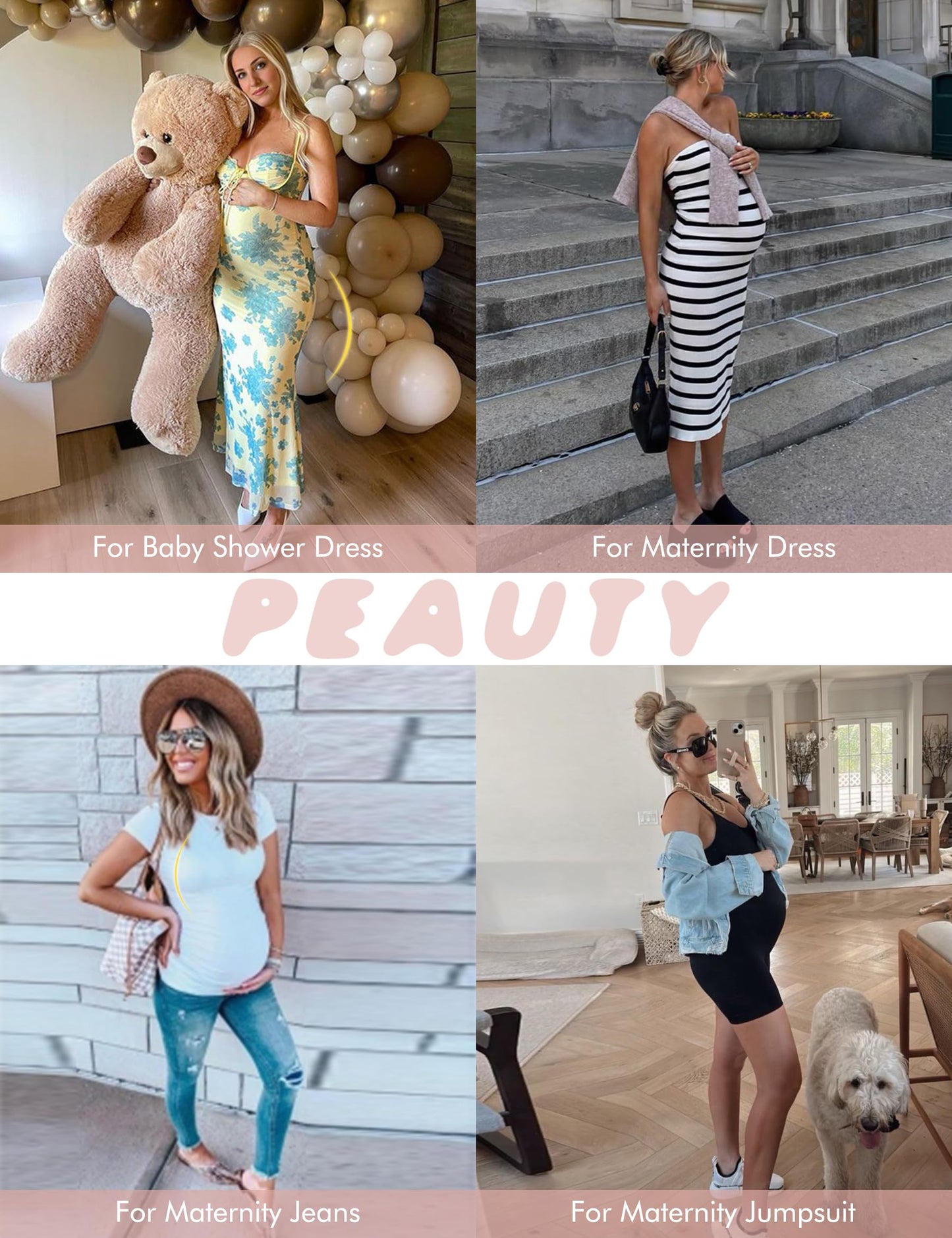 Peauty Fall Maternity Dress for Baby Shower Fall Winter Maternity Clothes Belly Support Pregnancy Belly Band Outfits Pregnancy Clothes Formal Wedding Guest Photoshoot Outfits Pregnant Skirt (Nude L)