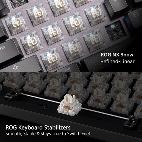 ASUS ROG Strix Scope II 96 Wireless Mechanical Gaming Keyboard – 96% Full-Size, Tri-Mode Connectivity, Hot Swappable Pre-lubed ROG NX Snow Linear Switches, PBT Keycaps, RGB, PC/Mac Support-Black