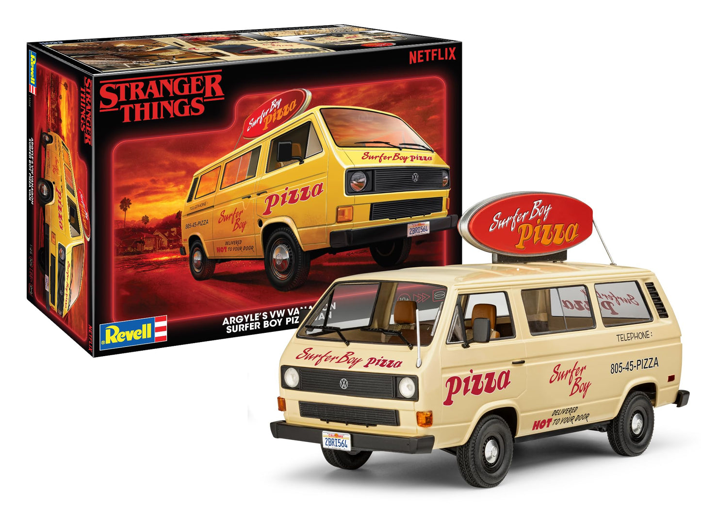 Revell 14559 Stranger Things VW T3 Surfer Boy Pizza Van 1:25 Scale 90-Piece Skill Level 3 Model Building Kit