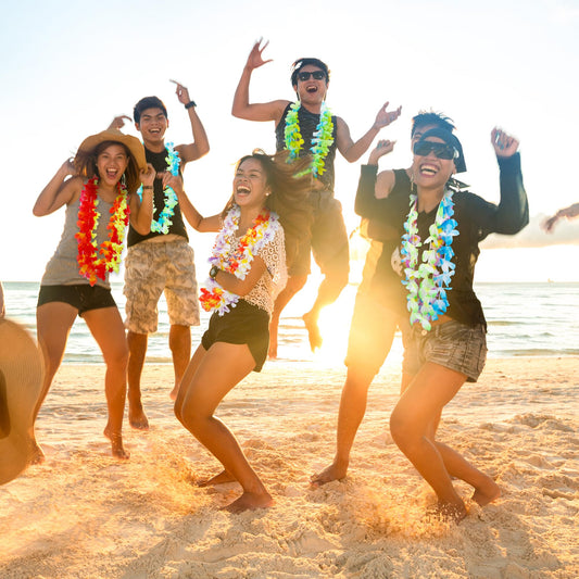 24pcs Leis for Luau Party, Hawaiian Leis Bulk Decorations Silk Flower Necklace, Colorful Tropical Hawaiian Bulk Hula Dance Party Decor, Flower Leis Summer Beach Pool Party Decorations Favors Supplies