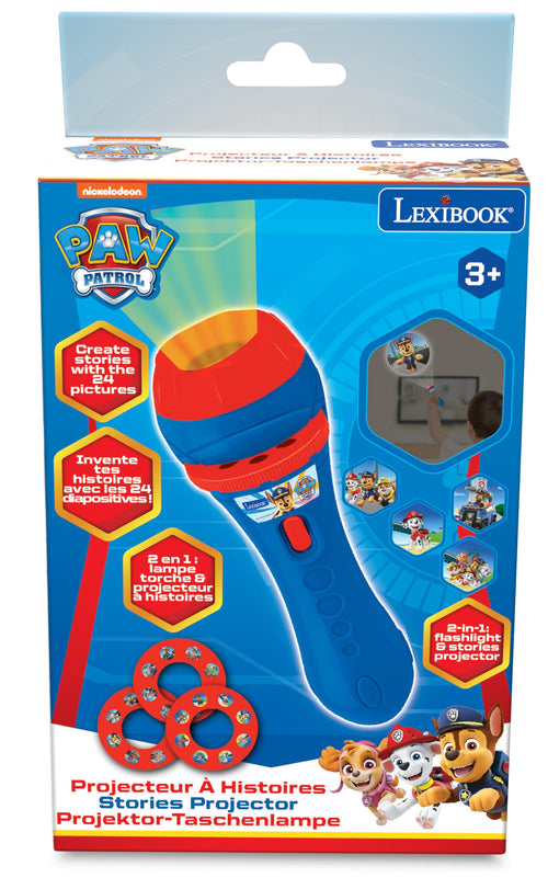 LEXiBOOK, Paw Patrol, Stories Projector, Torch Light and Projector with 3 Discs, 24 Images, Create Your own Stories, LTC050PA