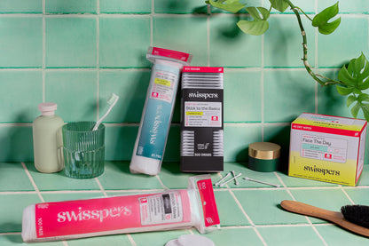 Swisspers Premium Exfoliating Rounds, 2 Distinct Raised Textured Surface, Cotton Facial Pads, 80 Count Re-closable Bag