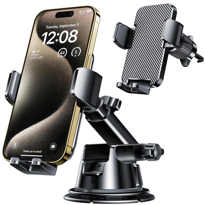 Qifutan Dash Mounted Holders Phone Holders for Your Car Phone Mount for Car Windshield Dashboard Air Vent Universal Desk Mounts Hands Free Automobile Cell Phone Holder Fit for iPhone Smartphone