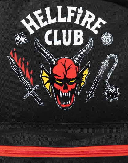 Stranger Things Hellfire Club Backpack | Black Rucksack with Adjustable Straps | Netflix Series Organised Luggage School Bag