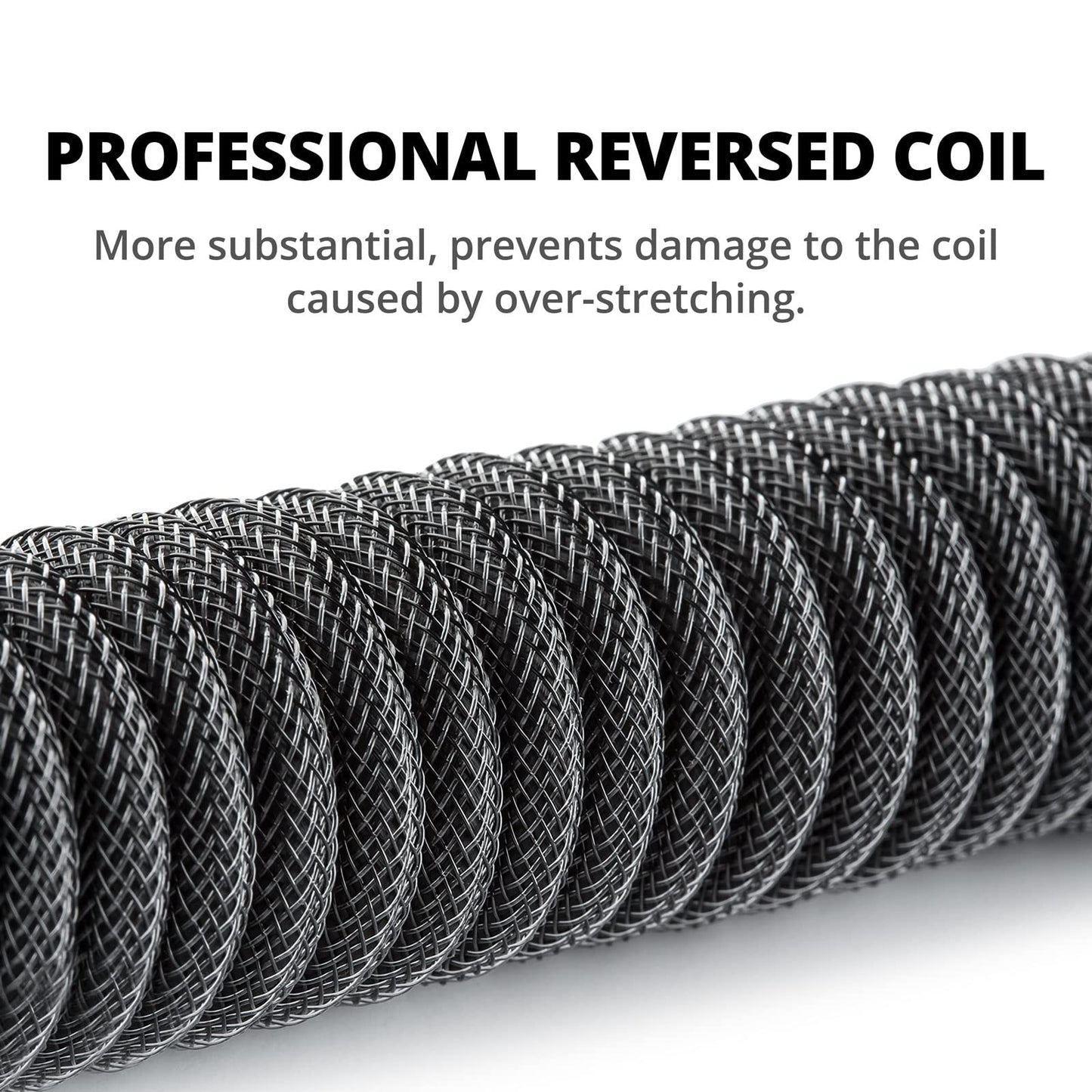 GUNMJO Pro Custom Coiled USB C Cable for Gaming Keyboard, Double-Sleeved Mechanical Keyboard Cable with Detachable Metal Aviator, 1.5M USB-C to USB-A, Carbon Black Color