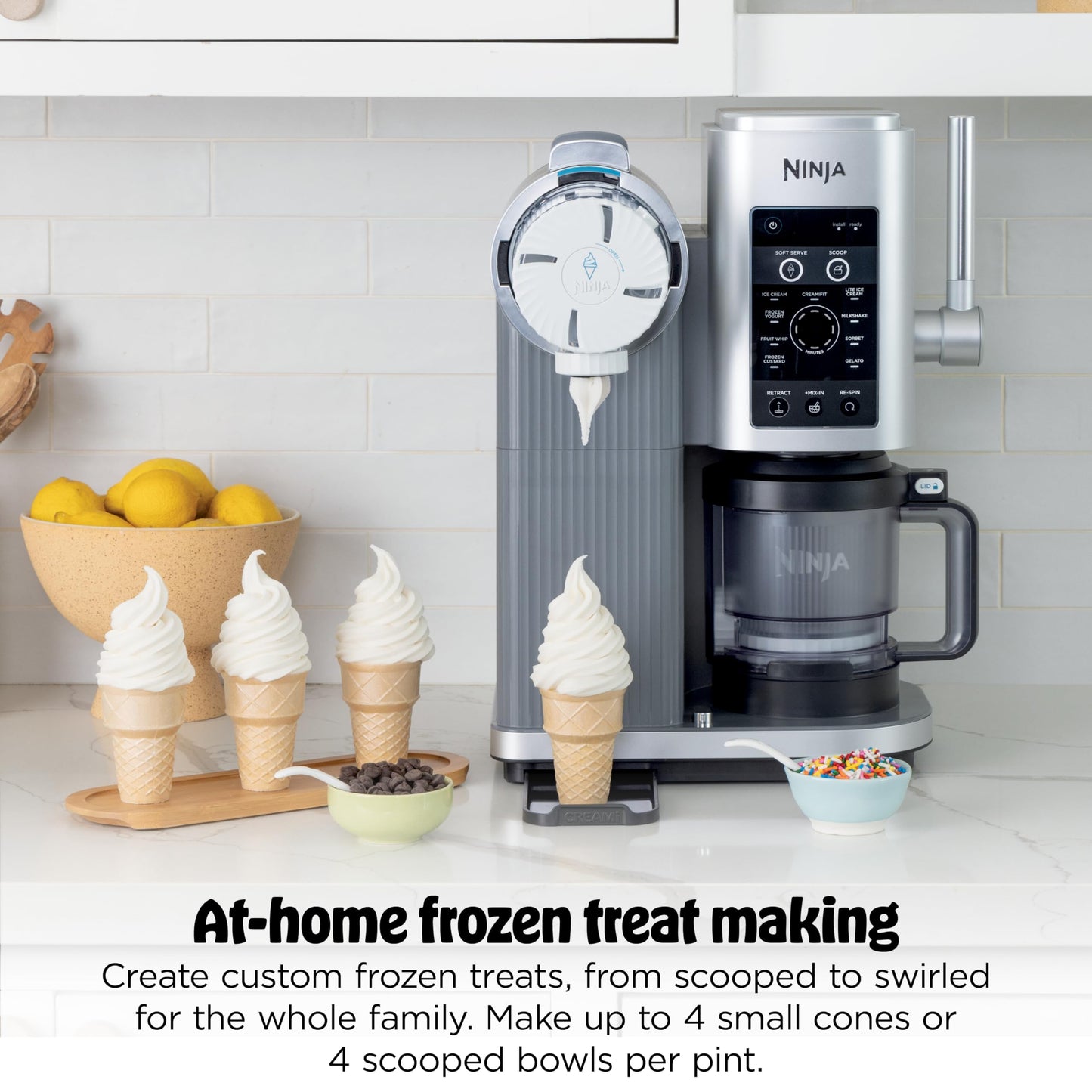 Ninja CREAMi Scoop & Swirl Ice Cream and Soft Serve Maker, Sorbet, Milkshake, Frozen Yogurt, Low Calories Program & More, 13-in-1, Soft Serve Handle & (2) CREAMi 2-in-1 16oz Pints, NC701