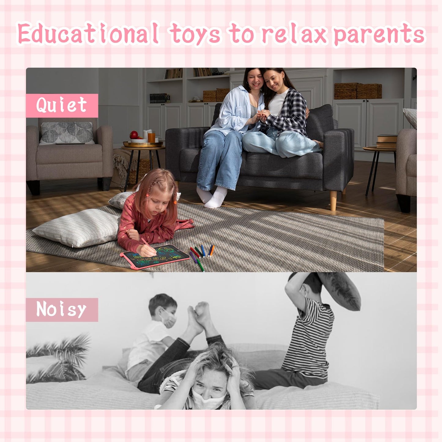 EooCoo Toddler Toys, LCD Writing Tablet for Kids 2 Pack, Kids Stocking Stuffers Toddler Travel Essentials Drawing Pad, No Mess Coloring Books, Road Trip Activities, Age 3-5 Boy Girl Gifts - 8.5 Inch