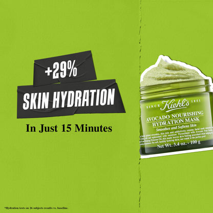 Kiehl's Avocado Nourishing Hydration Mask, Rich & Creamy Face Mask, Hydrates & Soothes Skin, with Evening Primrose Oil, Maintains Facial Elasticity, Helps Reduce Dryness, Paraben-free - 3.4 fl oz